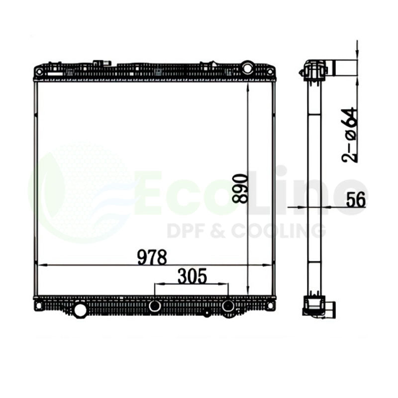 Truck Radiator with frame for Freightliner Cascadia 17-22